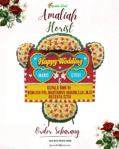 Karangan Papan Bunga Pernikahan di Warudoyong